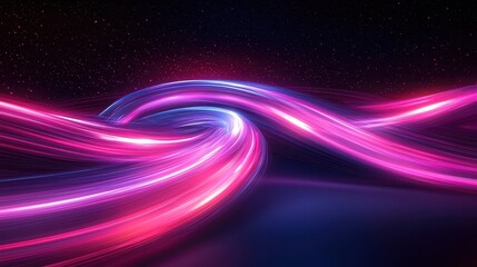 Leinwandbilder - Dynamic light waves flowing through space abstract digital art dark universe high-tech feel