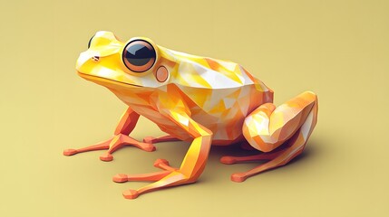 Aufkleber - Artistic representation of a geometric minimalist frog in motion with bold shapes and vibrant colors illustrating nature