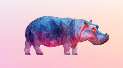Aufkleber - Unique geometric minimalist illustration of a rhino featuring bold shapes and vibrant colors captured in motion