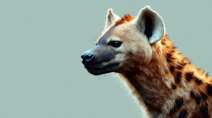 Poster - Captivating geometric minimalist profile of a hyena presented in a realistic and artistic photo format with clean lines