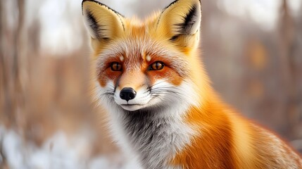 Poster - Captivating realistic photo of a fox showcasing its unique features and charming expression