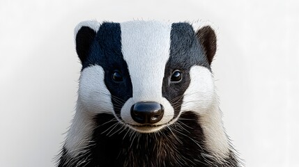 Poster - Minimalist geometric badger face front view illustration with clean lines and simple shapes for a unique artistic touch
