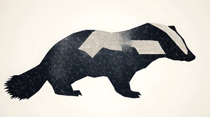 Poster - Minimalist geometric badger silhouette illustration with bold lines and unique shape for a creative artistic expression