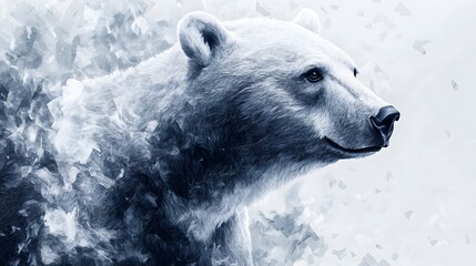 Poster - Minimalist geometric bear side profile illustration with a white background featuring clean lines and simple shapes
