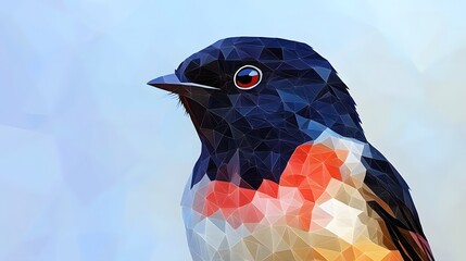 Aufkleber - Minimalist geometric bird side profile illustration capturing the essence of avian beauty with simple shapes and lines