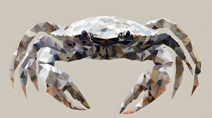 Poster - Creative minimalist geometric illustration of a crab's side profile capturing unique features and artistic essence