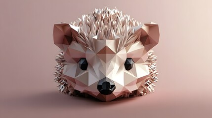 Poster - Realistic minimalist geometric hedgehog face front view illustrating the charm and quirkiness of this beloved animal