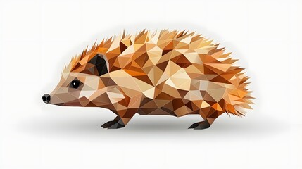 Poster - Realistic minimalist geometric hedgehog side profile design emphasizing the quirky and adorable nature of this creature