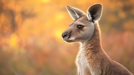 Poster - Realistic minimalist geometric side profile of a kangaroo capturing animal features with distinctive shapes and lines