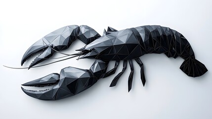 Poster - Realistic minimalist geometric lobster silhouette crafted from black paper showcasing a unique artistic perspective