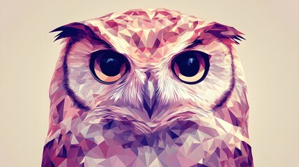 Poster - Delightful minimalist geometric representation of an owl with big eyes in front view showcasing unique features