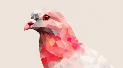 Poster - Realistic representation of a bird in minimalist geometric pigeon side profile style capturing natural beauty