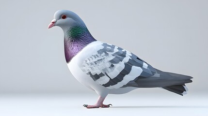 Poster - Beautiful pigeon illustrated in a minimalist geometric style featuring a side profile that captures avian charm