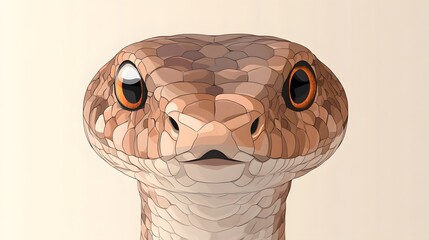 Poster - Striking minimalist geometric illustration of a snake's head presented in a front view style with detailed features