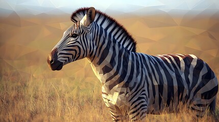 Poster - Minimalist geometric side profile of a realistic zebra showcasing unique artistic style with bold and striking features