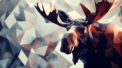 Poster - Geometric pattern of a moose illustrated in a minimalist style emphasizing shapes and modern art aesthetics