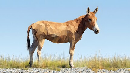 Poster - Abstract minimalist polygonal design featuring a horse in a unique artistic representation of wildlife and nature