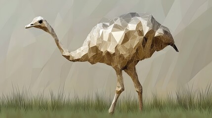 Poster - Artistic minimalist polygonal representation of a camel elegantly portraying the essence of desert life