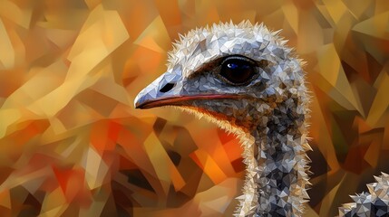 Poster - Realistic geometric profile of a bird featuring an unusually large eye in a minimalist artistic style for wildlife enthusiasts
