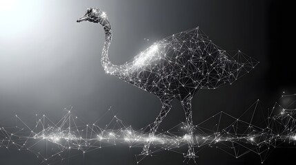 Poster - Stunning outline of a bird with light shining on it composed of triangles in a realistic style for nature lovers