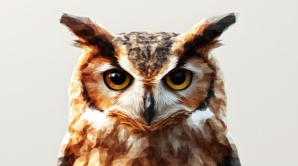 Poster - Elegant owl depicted in a minimalist polygonal style with realistic features and artistic expression in design
