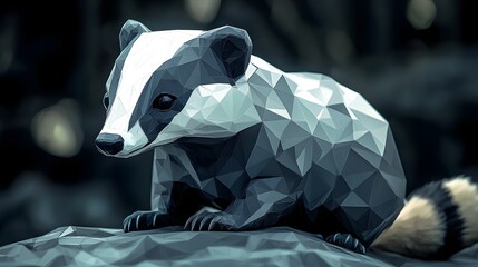 Poster - Polygonal abstract minimalist representation of a badger figure in a unique and creative artistic style