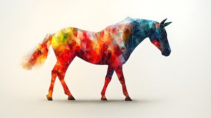 Poster - Abstract polygonal minimalist representation of a horse in a realistic style with geometric shapes and colors