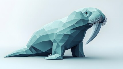 Poster - Creative polygonal abstract minimalist illustration of a seal in water emphasizing geometric shapes and unique design