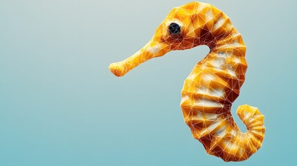 Poster - Minimalist polygonal style illustration of a seahorse figure with unique artistic elements and creative design