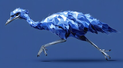 Poster - Unique bird representation made of triangles illustrating an emu in a colorful and abstract artistic style