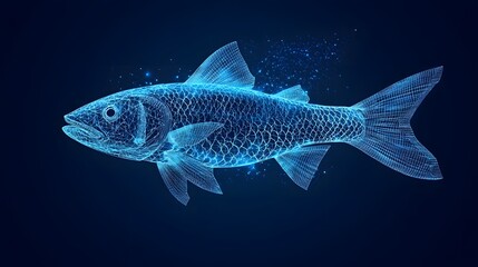 Poster - Artistic representation of a fish swimming gracefully through water with vibrant colors and creative illustrative style