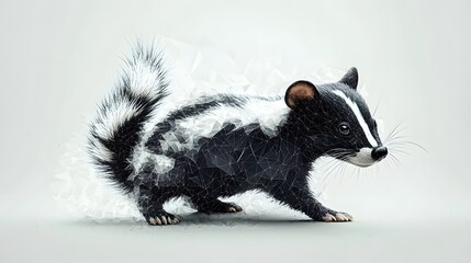 Poster - Realistic outline of a skunk composed of triangles captured in a unique artistic representation and design