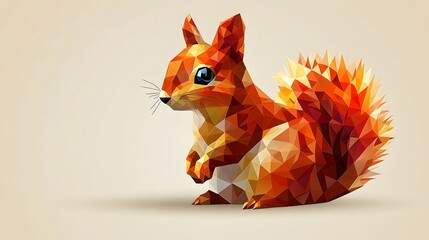 Poster - Stunning minimalist abstract polygon design illustration of a squirrel highlighting nature's unique beauty and character