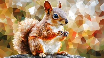 Poster - Creative minimalist geometric polygon illustration of a squirrel capturing the essence of wildlife in modern design