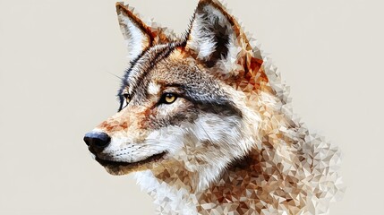 Poster - Realistic minimalist polygonal wolf illustration emphasizing abstract design elements and wild aesthetics