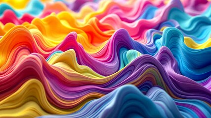 Poster - Vibrant multicolored waves in dynamic fluid motion with mesmerizing abstract patterns