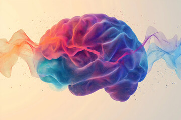 Poster - A colorful, abstract representation of a brain, showcasing intricate patterns and waves, symbolizing thought and creativity.