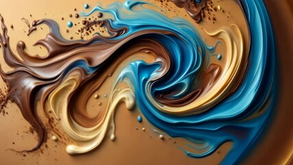 Poster - Dynamic flow of colorful liquid swirls in abstract pattern evolving over time