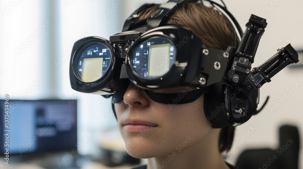 AI developer creating systems for visual impairment assistance, office ...