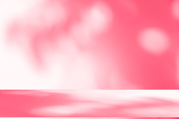 Poster - Wall interior background, studio and backdrops show products.with shadow from window color pink background for text insertion and presentation interior decoration	