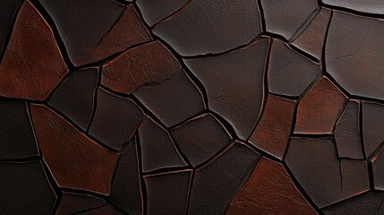 Poster - Old cracked leather texture with deep creases and rough surface imperfections, dark vintage aesthetic, high-resolution details, rich tonal contrast