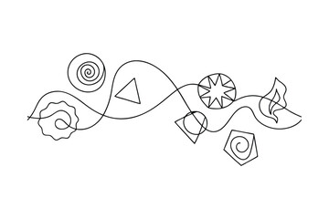 Poster - Abstract Line Art Geometric Shapes, Spirals, and Nature