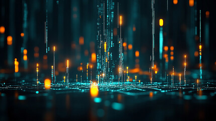 Fototapete - Dynamic data flow digital realm abstract visualization futuristic environment close-up view technology concept