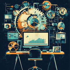 Poster - Innovative data visualization techniques digital workspace infographic technology professional environment