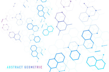 Poster - abstract hexagons geometric. futuristic molecules design. digital molecular structure. biotechnology