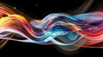 Fototapete - Harmonious Color Symphony: An abstract composition of swirling, luminous ribbons of color dances against a backdrop of night. A vibrant exploration of form and light.