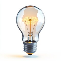 Fototapete - Glowing Edison Bulb: A Close-up of Vintage Illumination with Intricate Filament Design on White Background