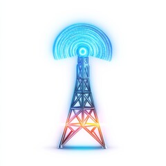 Poster - Futuristic Telecommunication Tower: Glowing Neon Structure for 5G Connectivity and Wireless Transmission