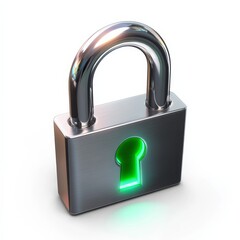 Aufkleber - Glowing Green Keyhole Padlock: Digital Security and Data Encryption Concept - Secure Connection