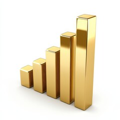 Poster - Golden Growth: Bar Graph Illustrating Positive Financial Trend and Success on White Background